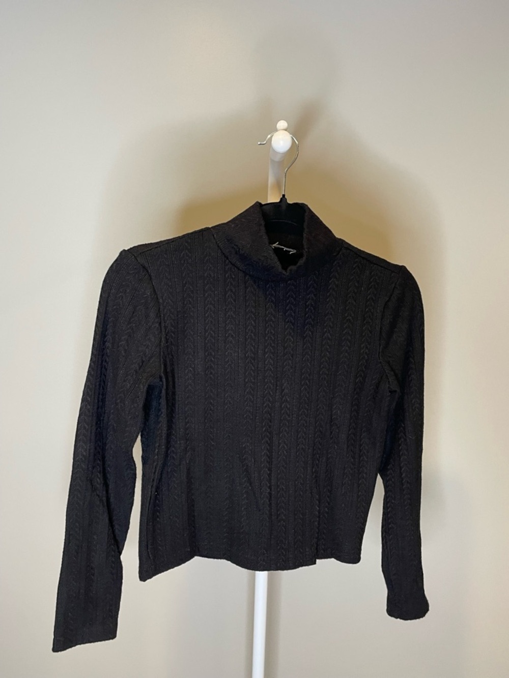 Jason Wu Black Cable-Knit Turtleneck Top